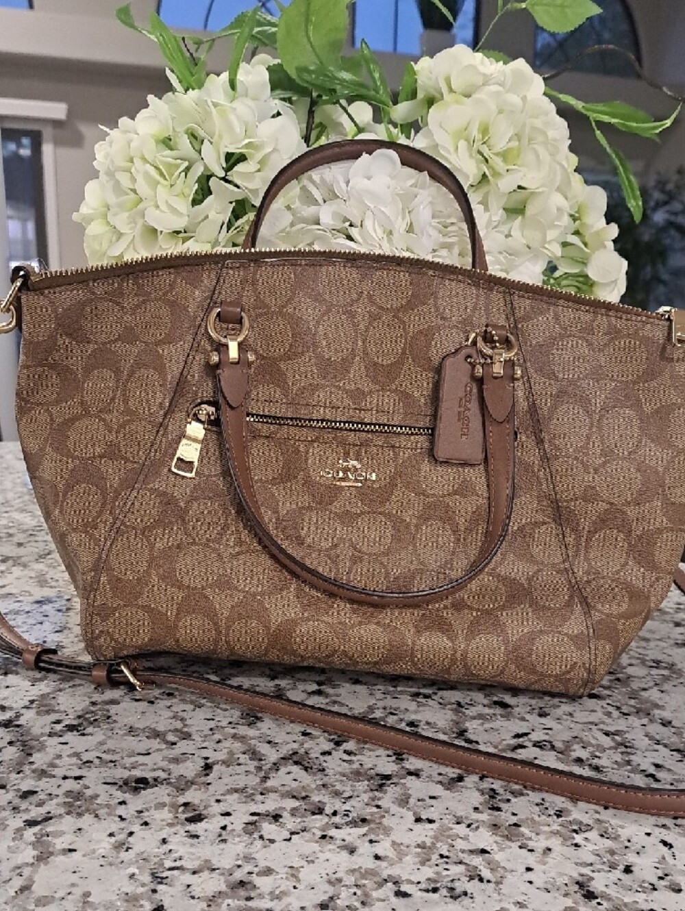 Coach Brown Signature Canvas Shoulder Satchel